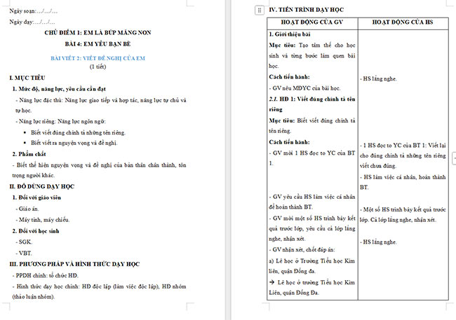 Giáo án Tiếng Việt 2 Luyện tập viết tên riêng, nội quy