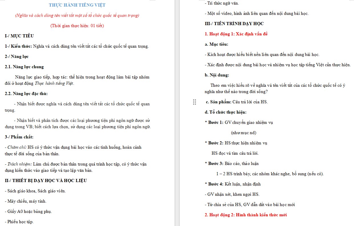 Giáo án Thực hành tiếng Việt trang 71 Ngữ văn 9 CTST