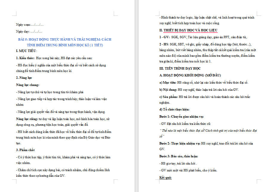 Cách tính điểm trung bình môn học kì