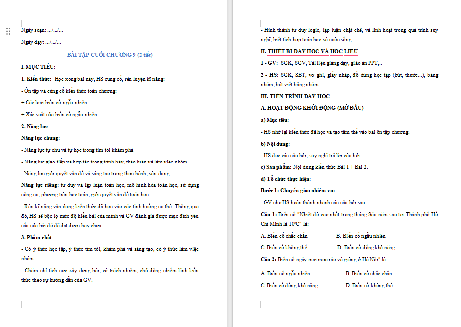 Giáo án PowerPoint Toán 7 Bài tập cuối chương 9