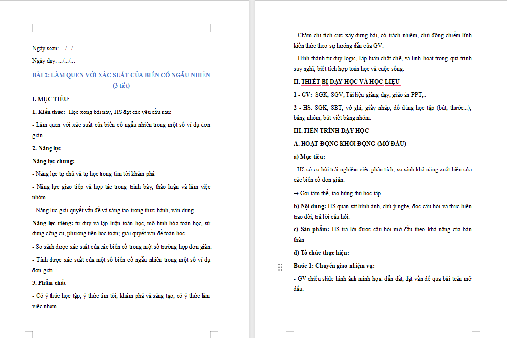 Làm quen với xác suất của biến cố ngẫu nhiên