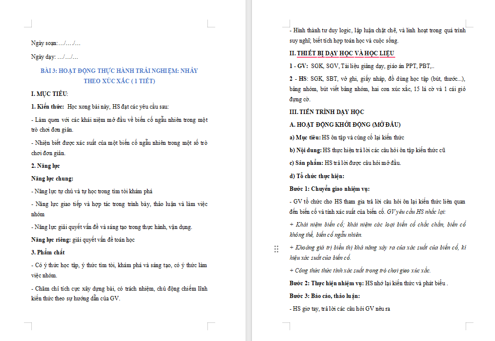 PowerPoint Toán 7 Bài 3: Nhảy theo xúc xắc