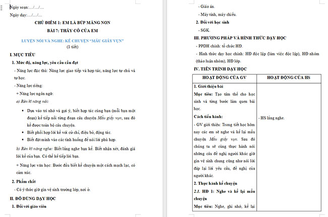 Giáo án Tiếng Việt 2 Nghe - kể Mẩu giấy vụn