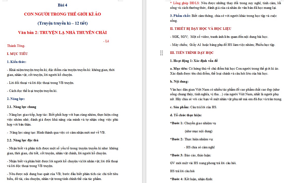 Giáo án Bài Truyện lạ nhà thuyền chài Ngữ văn 9 CTST