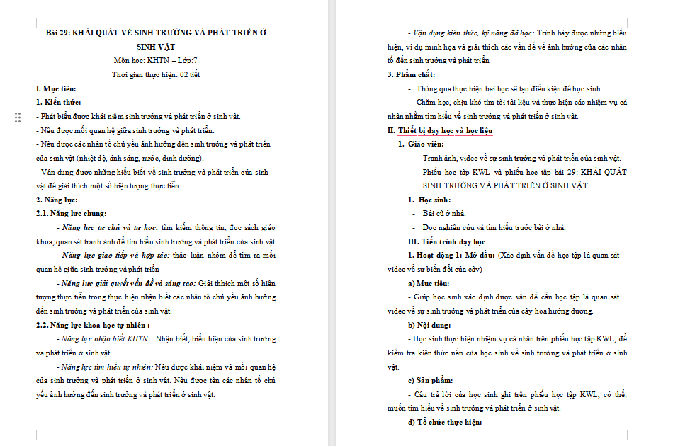Khái quát về sinh trưởng và phát triển ở sinh vật