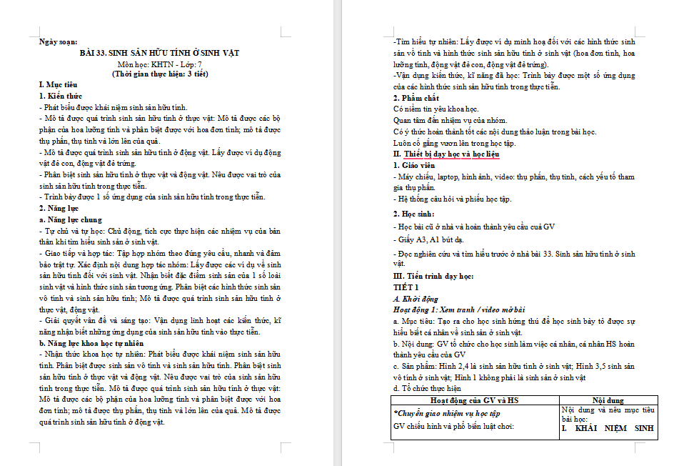 Sinh sản hữu tính ở sinh vật