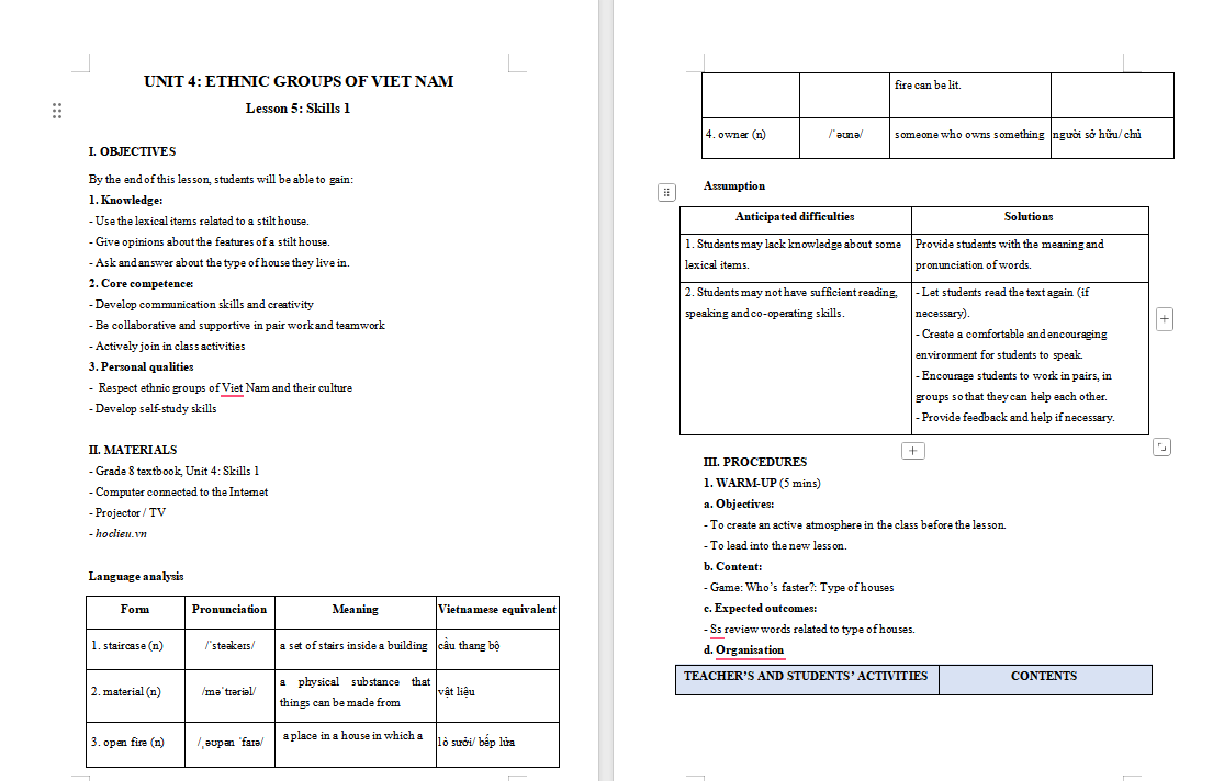 Tiếng Anh 8 Unit 4: Skills 1