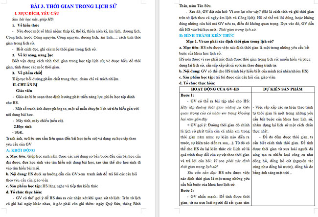 Giáo án Lịch sử 6 Thời gian trong lịch sử