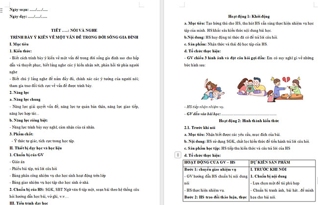 Giáo án Văn 6 Bài 2: Trình bày ý kiến về một vấn đề trong đời sống gia đình