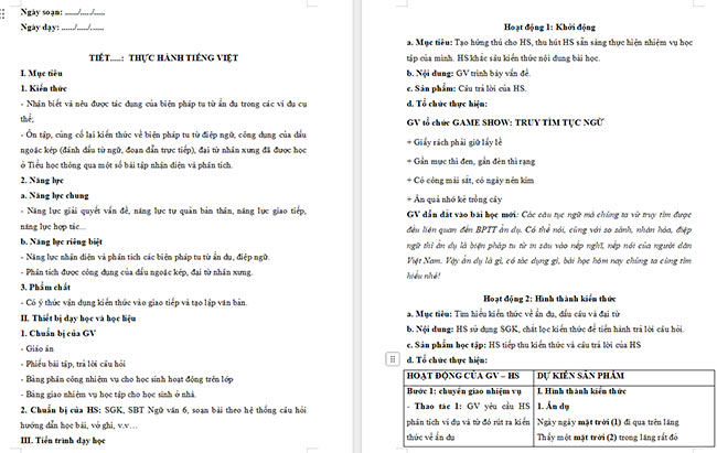 Giáo án Văn 6 Bài 2: Thực hành tiếng Việt (trang 47)