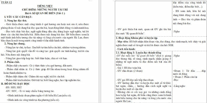 Giáo án Tiếng Việt 4: Kì quan đê biển