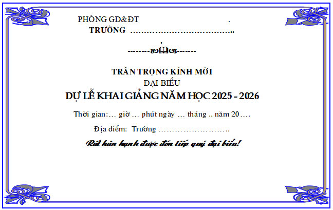 Giấy mời khai giảng năm học mới