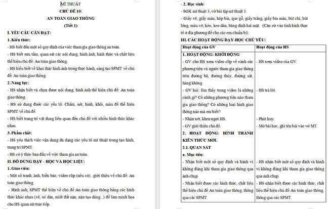 Giáo án Mĩ thuật 3 An toàn giao thông