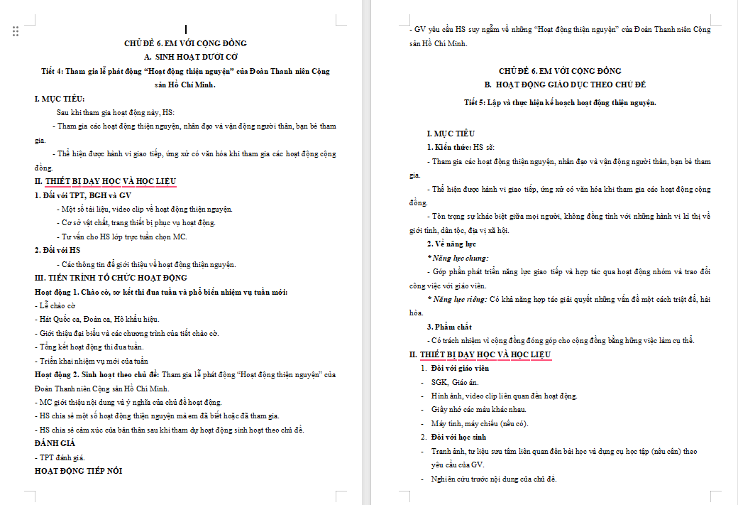 Lập và thực hiện kế hoạch hoạt động thiện nguyện