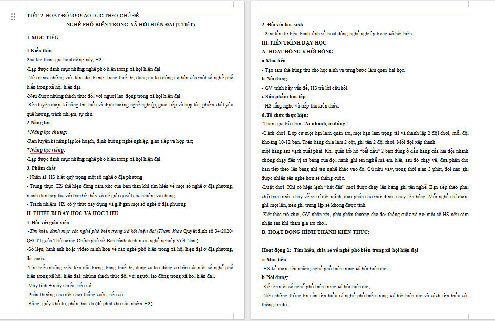 Nghề phổ biến trong xã hội hiện đại