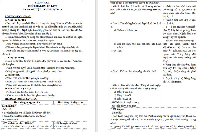 Giáo án Tiếng Việt 3 Bài tập làm văn