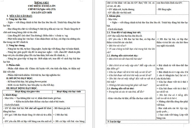 Giáo án Tiếng Việt 3 Nghe - viết Em lớn lên rồi