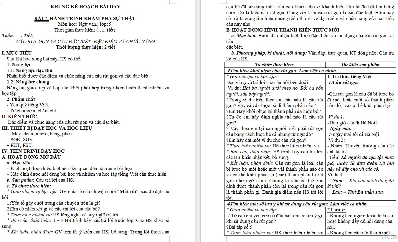 Giáo án Bài Thực hành tiếng Việt trang 46 Ngữ văn 9 CTST