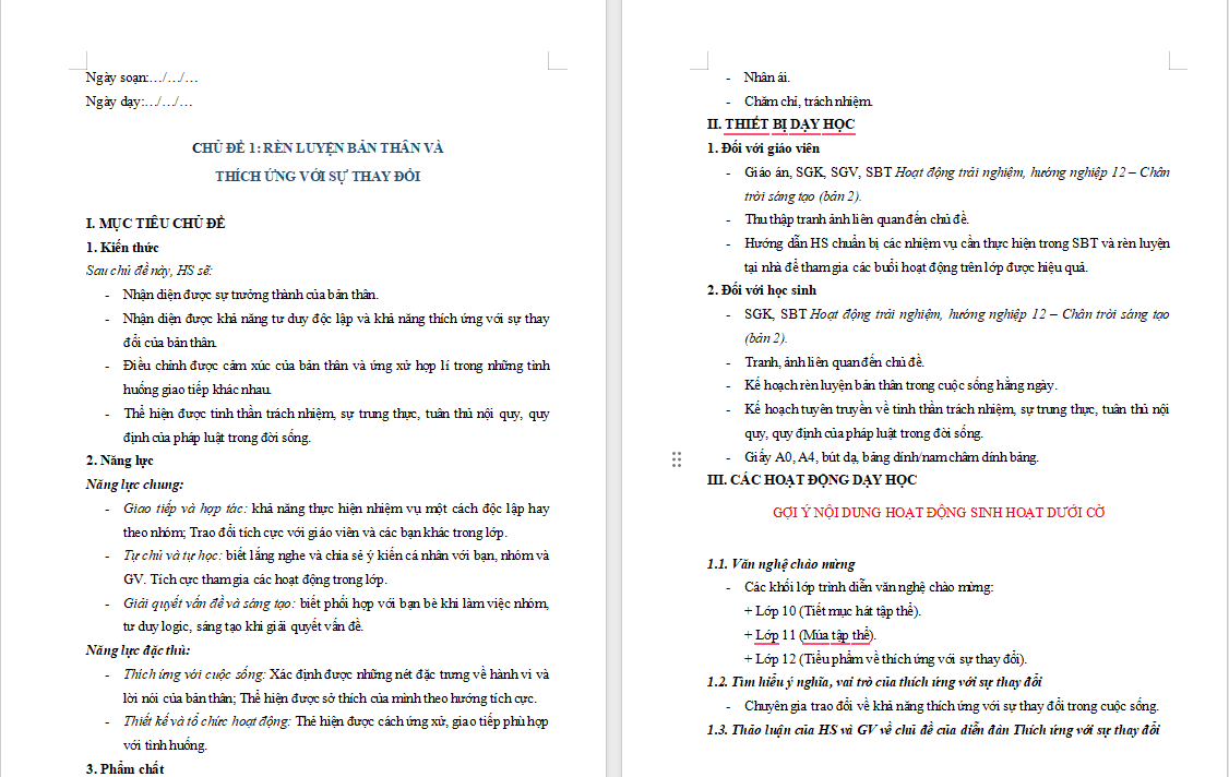 Rèn luyện bản thân và thích ứng với sự thay đổi