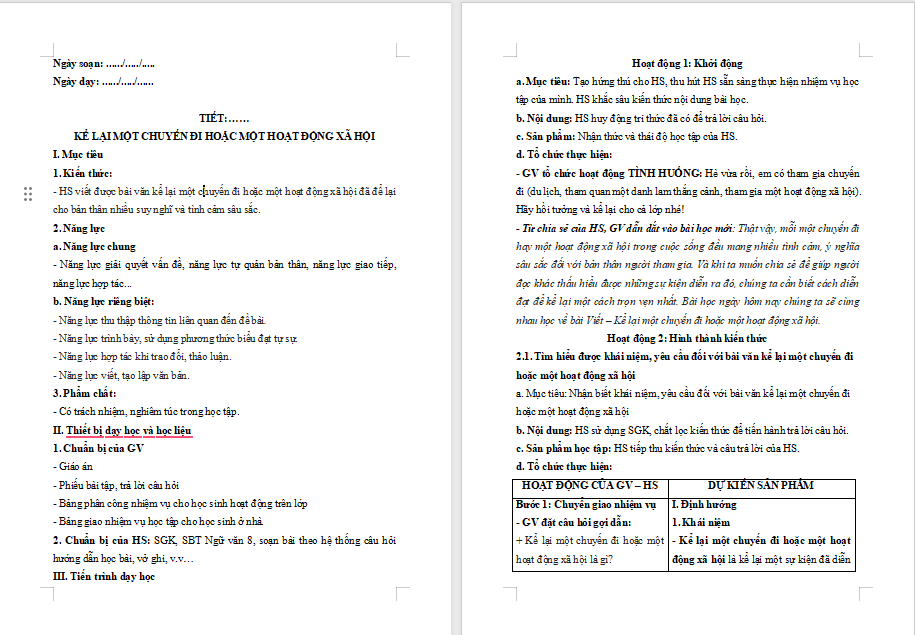 PowerPoint Ngữ văn 8 Bài 1 Kể lại một chuyến đi hoặc một hoạt động xã hội