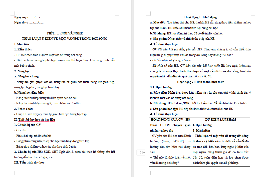 Thảo luận ý kiến về một vấn đề trong đời sống