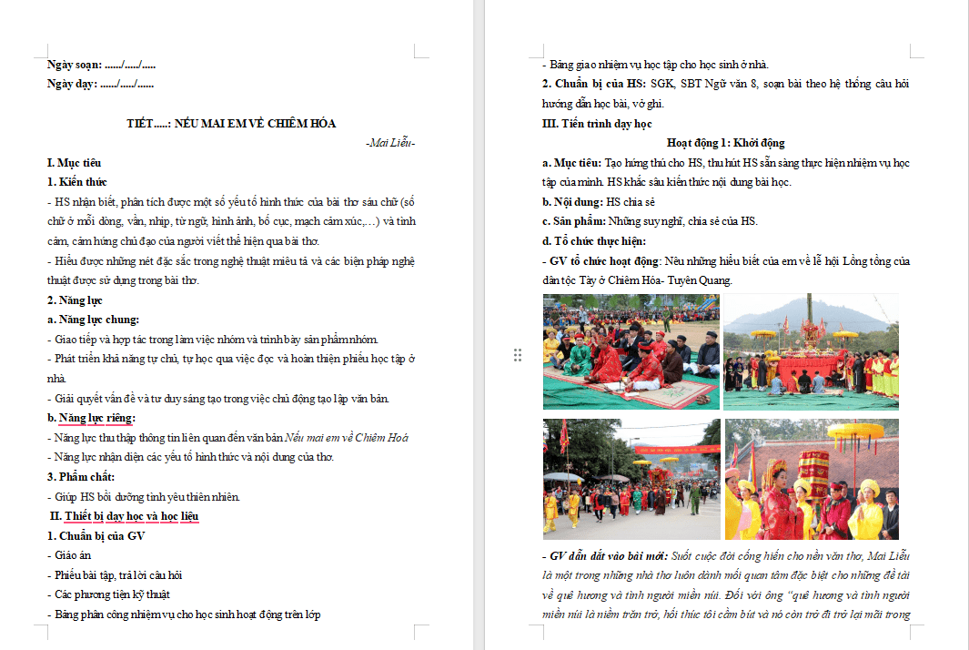 PowerPoint Ngữ văn 8 Bài 2 Nếu mai em về Chiêm Hóa