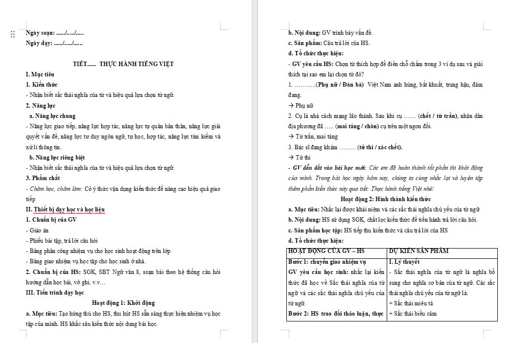 PowerPoint Ngữ văn 8 Bài 2 Thực hành tiếng Việt