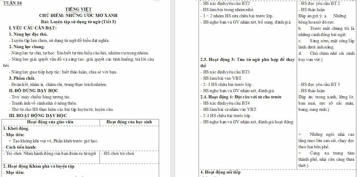 Giáo án Tiếng Việt 4: Luyện tập sử dụng từ ngữ