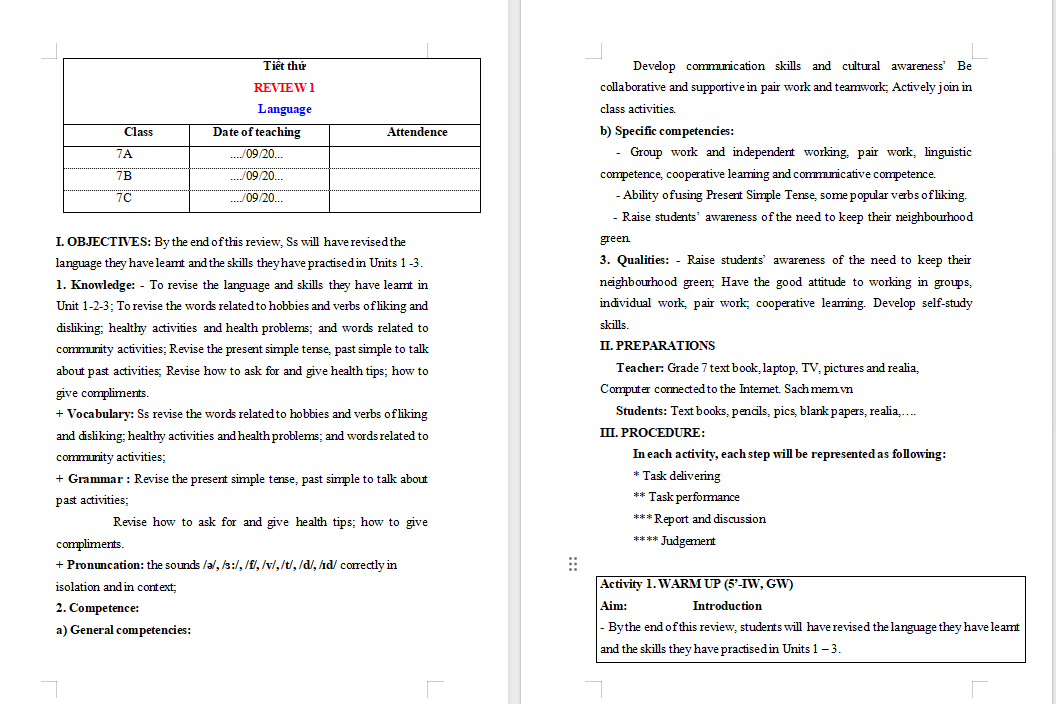 PowerPoint Tiếng Anh 7 Review 1: Language