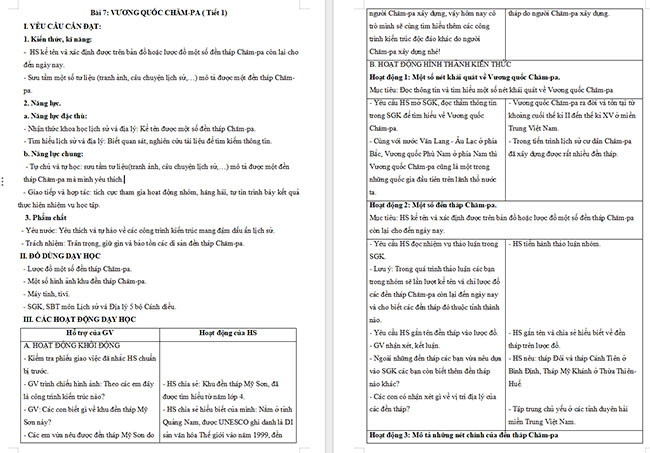 Giáo án Lịch sử - Địa lí 5 Vương quốc Chăm-pa