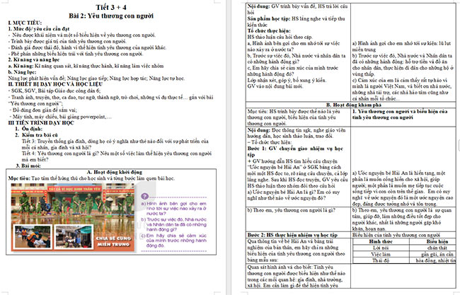 Giáo án GDCD 6 Yêu thương con người