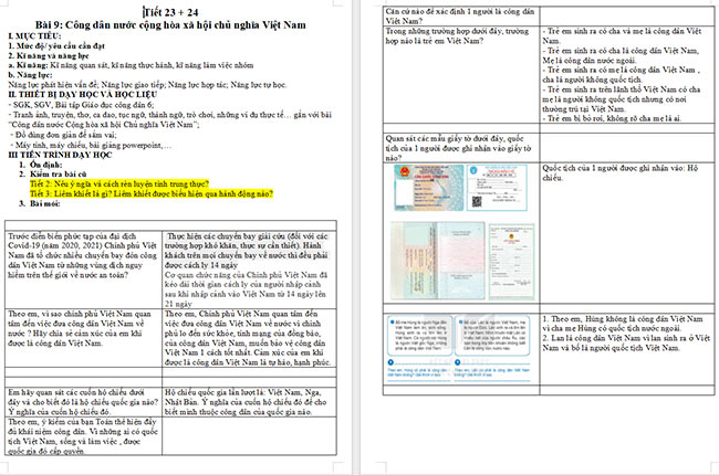 Giáo án GDCD 6 Công dân nước Cộng hòa xã hội chủ nghĩa Việt Nam