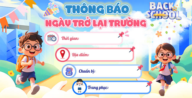 PowerPoint Thông báo ngày tựu trường