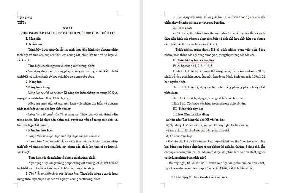  Phương pháp tách biệt và tinh chế hợp chất hữu cơ