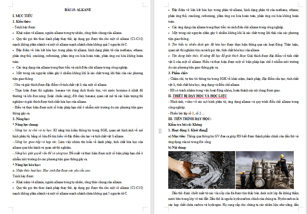 Giáo án PowerPoint Hóa học 11 Bài 15: Alkane