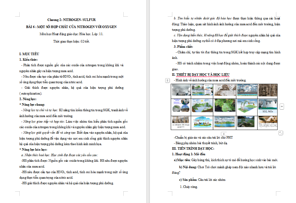 Một số hợp chất của nitrogen với oxygen