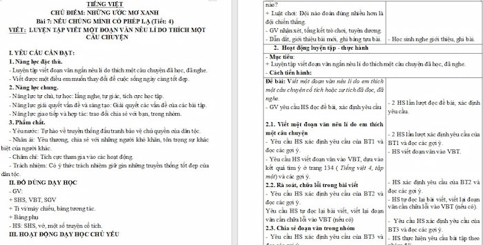Giáo án Tiếng Việt 4: Luyện tập viết đoạn văn nêu lí do thích một câu chuyện