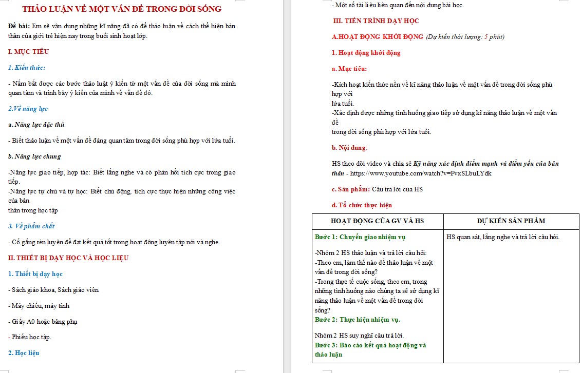 Giáo án Bài Thảo luận về một vấn đề trong đời sống Ngữ văn 9 CTST