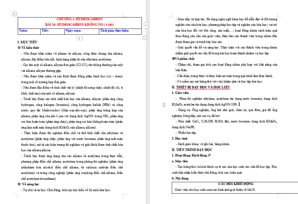 PowerPoint Hóa học 11 Bài 16: Hydrocarbon không no