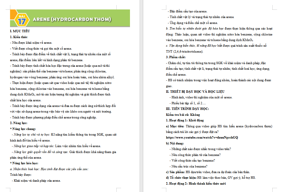 PowerPoint Hóa học 11 Bài 17: Arene