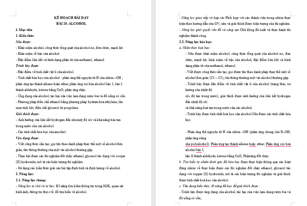 PowerPoint Hóa học 11 Bài 20: Alcohol