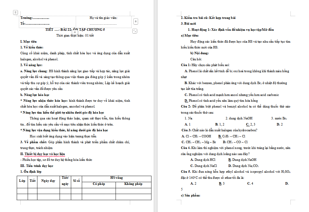 PowerPoint Hóa học 11 Bài 22: Ôn tập chương 5