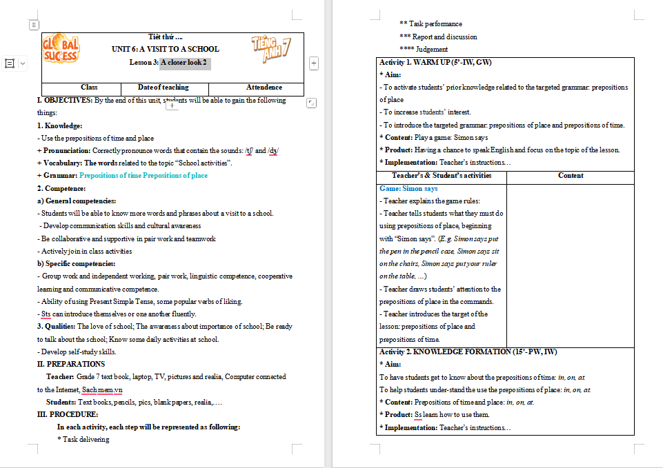 Giáo án PowerPoint Tiếng Anh 7 Unit 6: A Closer Look 2