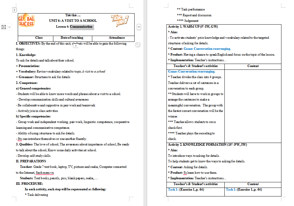 Giáo án PowerPoint Tiếng Anh 7 Unit 6: Communication