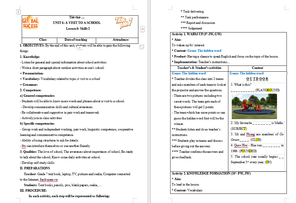 PowerPoint Tiếng Anh 7 Unit 6: Skills 2