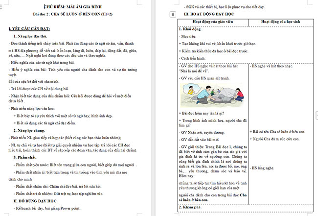 Giáo án Tiếng Việt 3 Cha sẽ luôn ở bên con