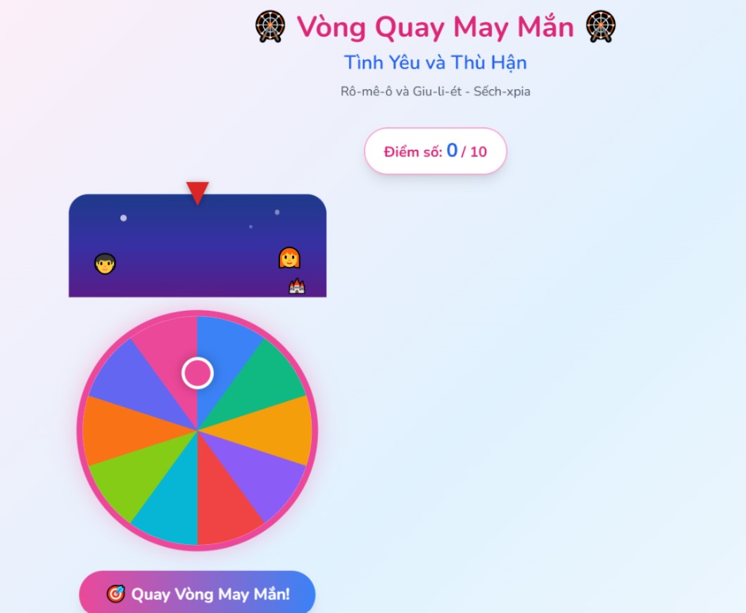 Trò chơi tương tác Ngữ văn 9 Tình yêu và thù hận