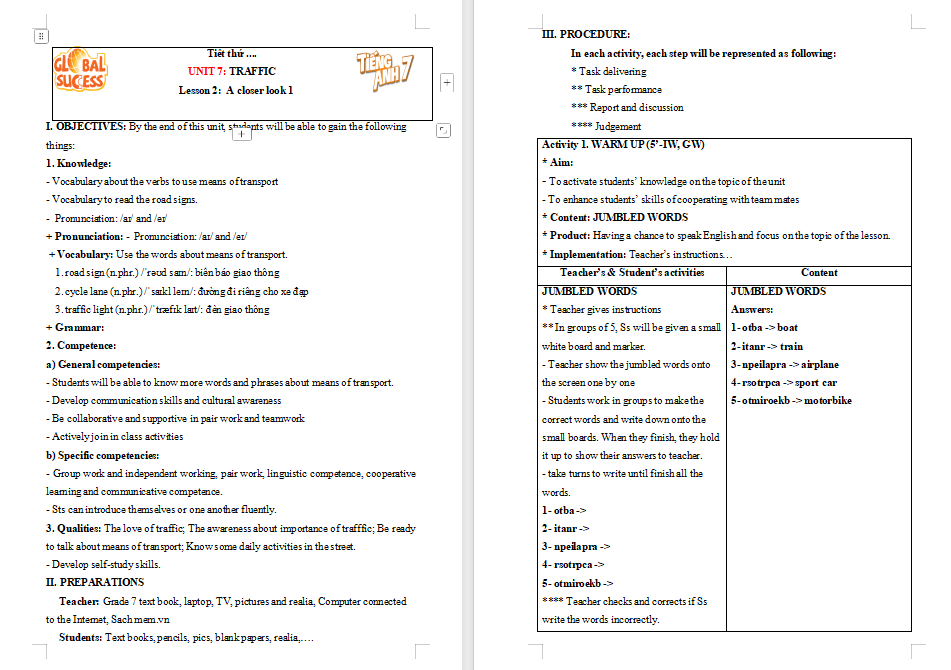 PowerPoint Tiếng Anh 7 Unit 7: A Closer Look 1