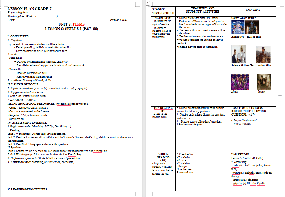 PowerPoint Tiếng Anh 7 Unit 8: Skills 1