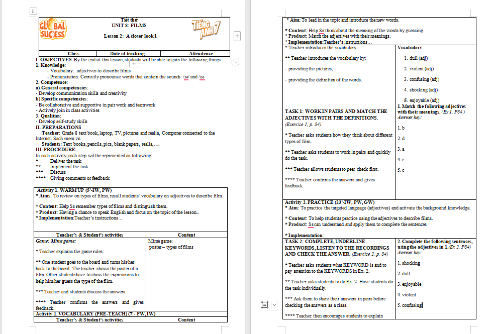 PowerPoint Tiếng Anh 7 Unit 8: A Closer Look 1